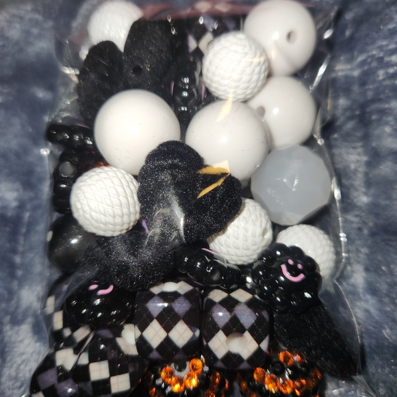 Black and White Bead Set with Orange Accents - Picture 3 of 3